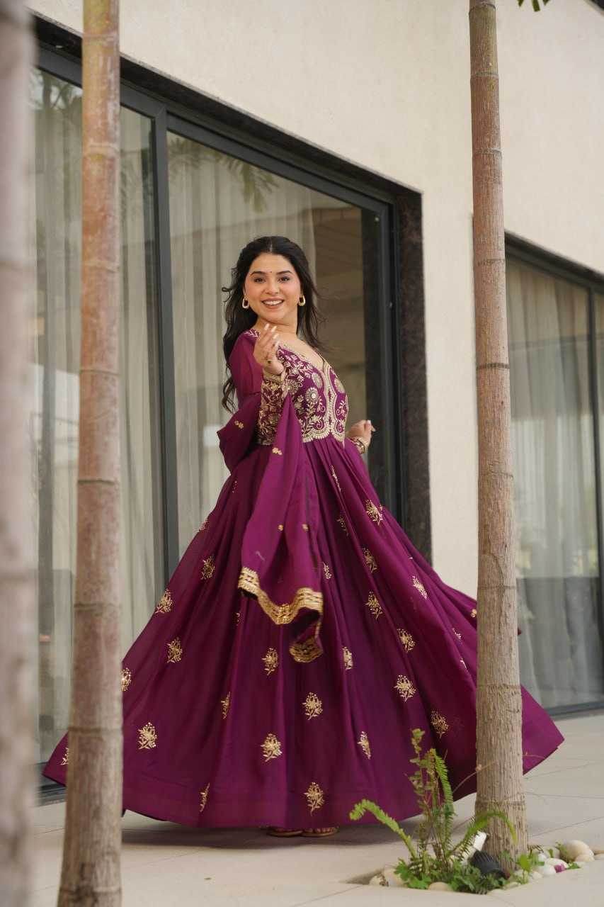 Georgette Designer Gown With Dupatta - MYLUXURY LANE ENTERPRISE